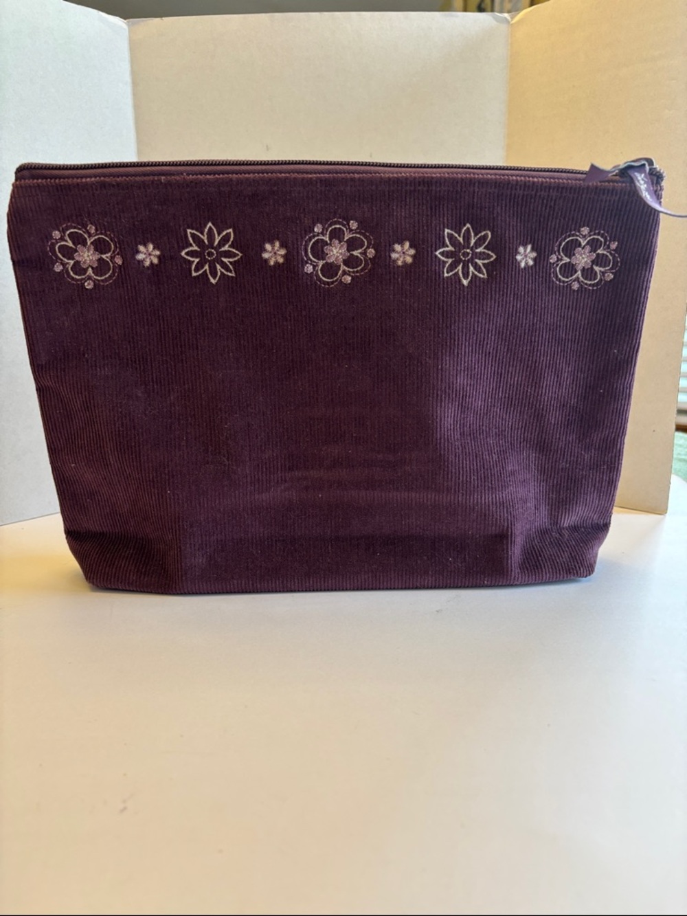 Thirty One Corduroy Cosmetic Bag Plum NWOT